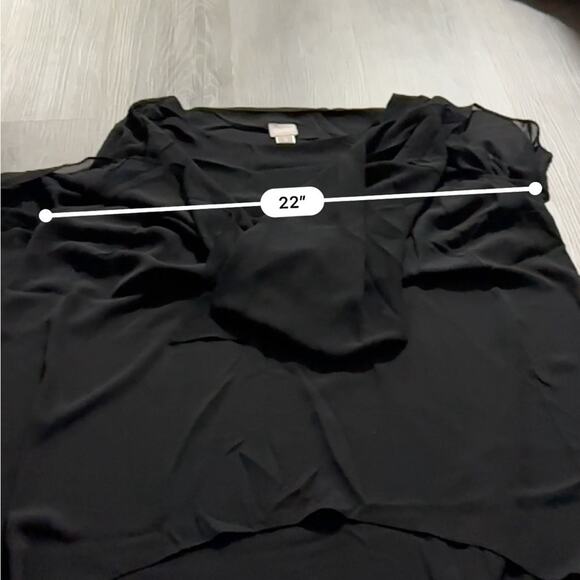 Chico's Black Double-Layer East West Flowy Top Size 3 (L) - Picture 8 of 9